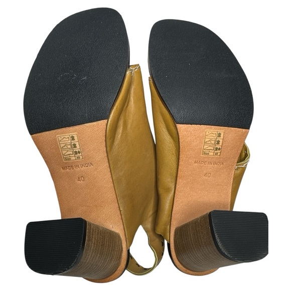 Free People Marlowe Sling Back Block Heels In Tan Leather Shoes Size: US 10 - Picture 10 of 13